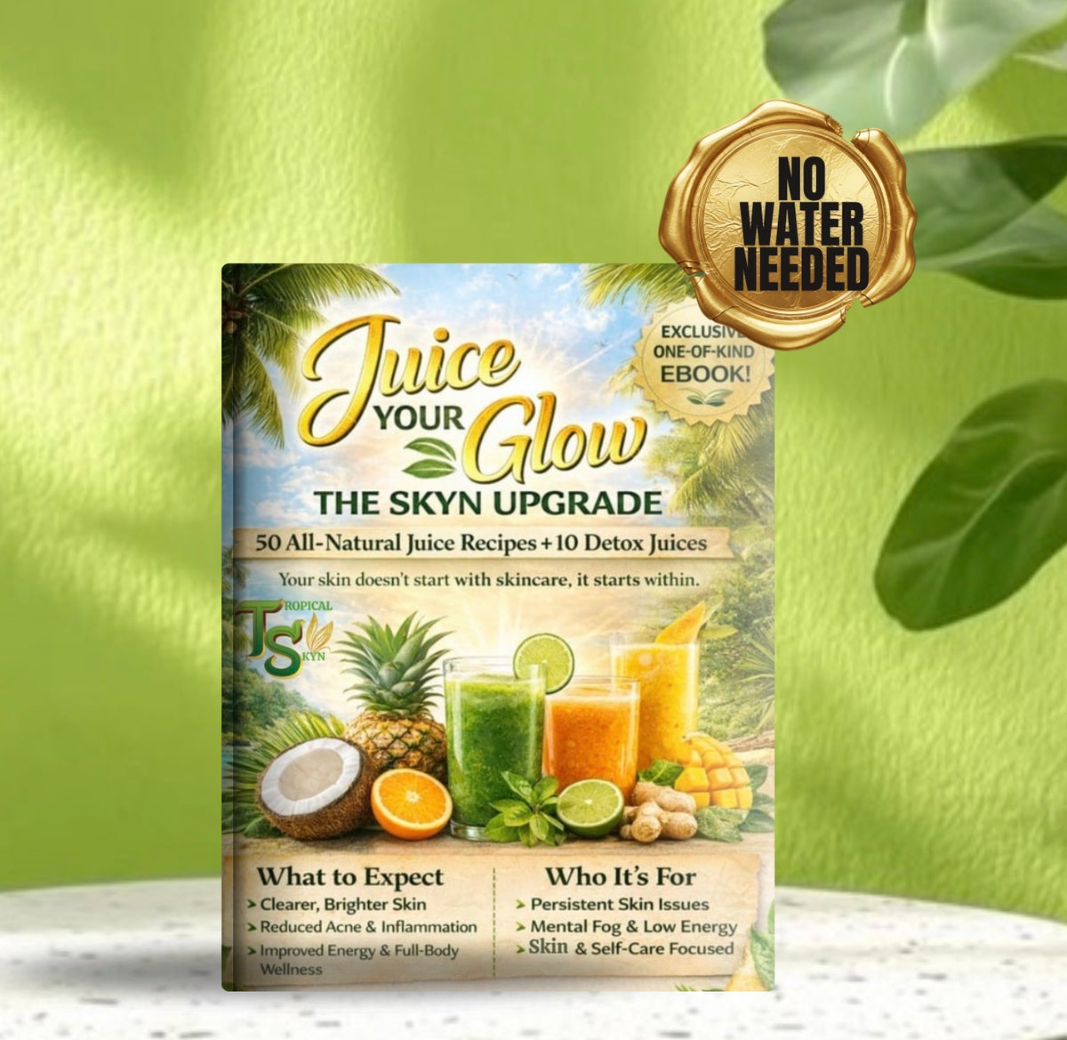 Book titled 'Juice Your Glow' by Tropical Skyn